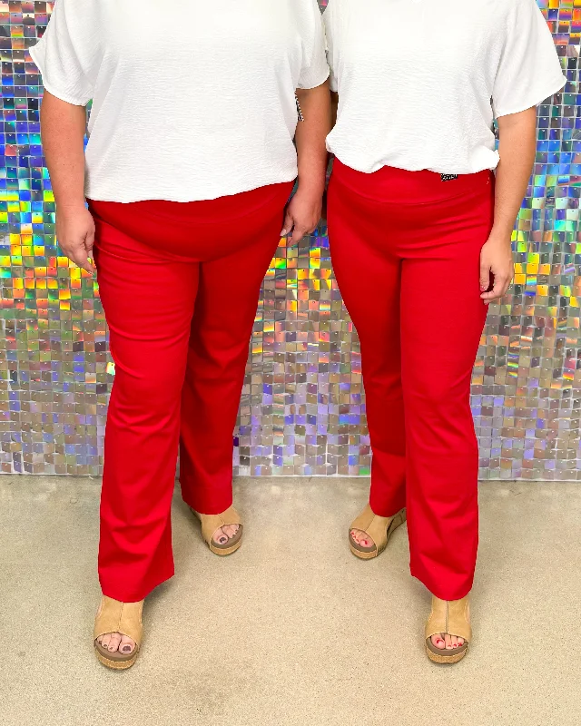 FINAL SALE Magic Straight Pants - Red Relaxed High-Waist Trousers