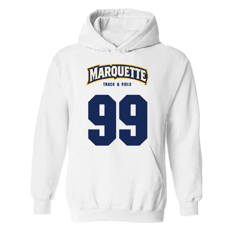 Marquette - NCAA Women's Track & Field : Tessa Hollander - Sports Shersey Hooded Sweatshirt Hoodie with Raw Hem Edgy Unfinished Marquette - NCAA Women's Track & Field : Tessa Hollander - Sports Shersey Hooded Sweatshirt Hoodie with Raw Hem Edgy Unfinished