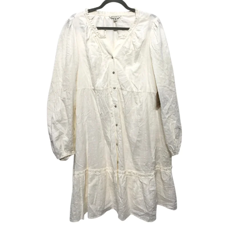 Dress Casual Midi By Frye And Co In Cream, Size:Xxl Tunics Practical easy-care