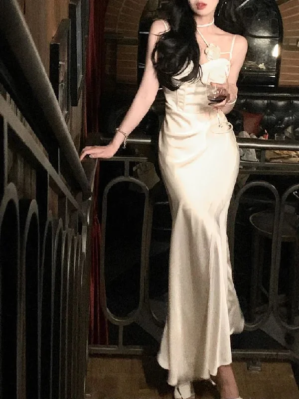 Ivory Spaghetti Straps Sheath Long Party Dress,DP1883 Tunics Cozy comfortable