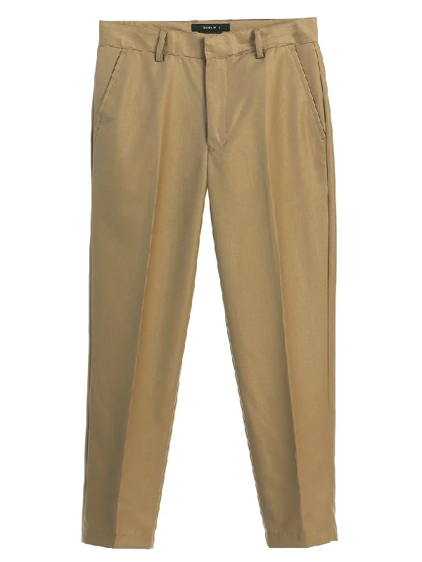 Boys Formal Flat Front Dress Pants With Adjustable Waist - Khaki Trendy Wide-Leg Pants Boys Formal Flat Front Dress Pants With Adjustable Waist - Khaki Trendy Wide-Leg Pants