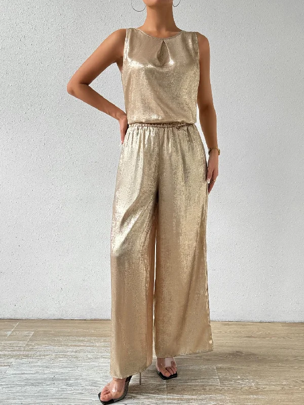Blue Zone Planet |  Round Neck Sleeveless Top and Pants Set Fashionable Jogger Pants