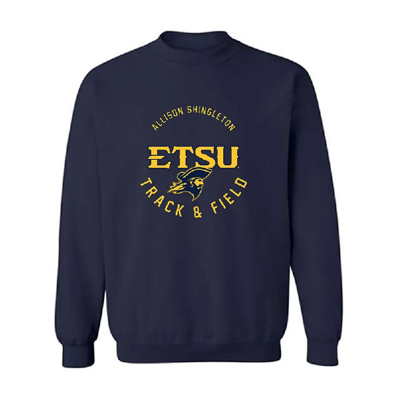East Tennessee State - NCAA Women's Track & Field : Allison Shingleton - Classic Fashion Shersey Crewneck Sweatshirt Hoodie with Color Block Contrast Stylish East Tennessee State - NCAA Women's Track & Field : Allison Shingleton - Classic Fashion Shersey Crewneck Sweatshirt Hoodie with Color Block Contrast Stylish