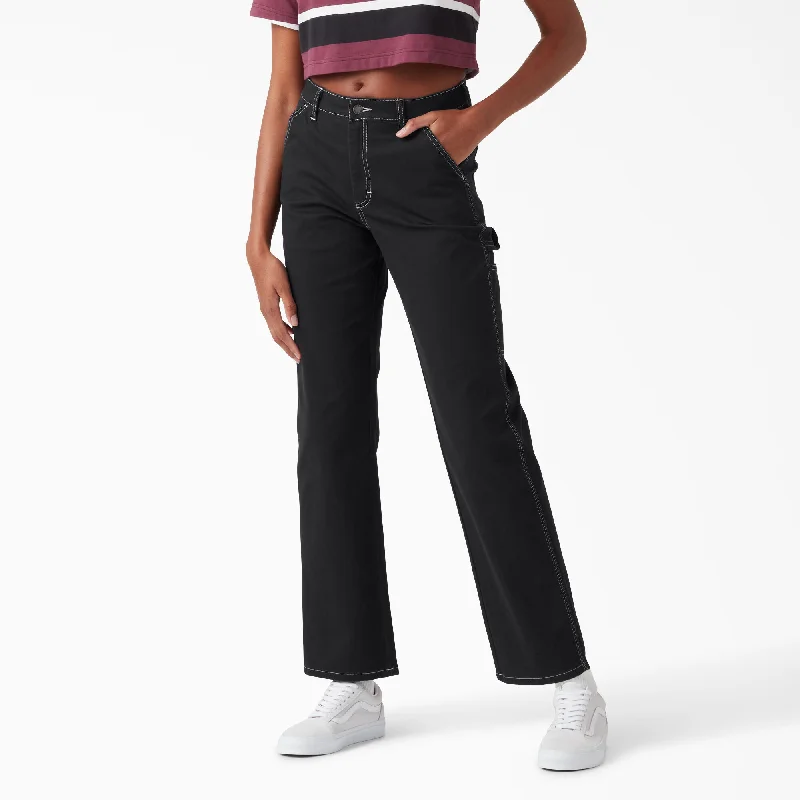 DICKIES WOMEN'S HIGH WAISTED CARPENTER PANT (FPR51) Elegant Trouser Pants