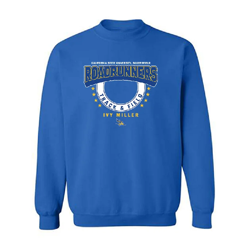 CSU Bakersfield - NCAA Women's Track & Field : Ivy Miller - Classic Fashion Shersey Crewneck Sweatshirt Hoodie with Metallic Shiny Futuristic CSU Bakersfield - NCAA Women's Track & Field : Ivy Miller - Classic Fashion Shersey Crewneck Sweatshirt Hoodie with Metallic Shiny Futuristic