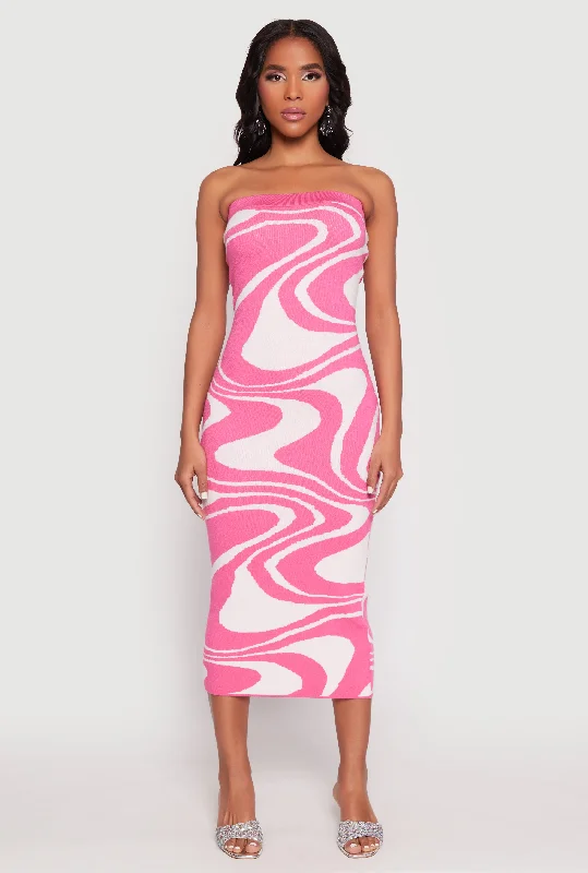 Swirl Print Zip Back Tube Dress Tunics Bestseller popular