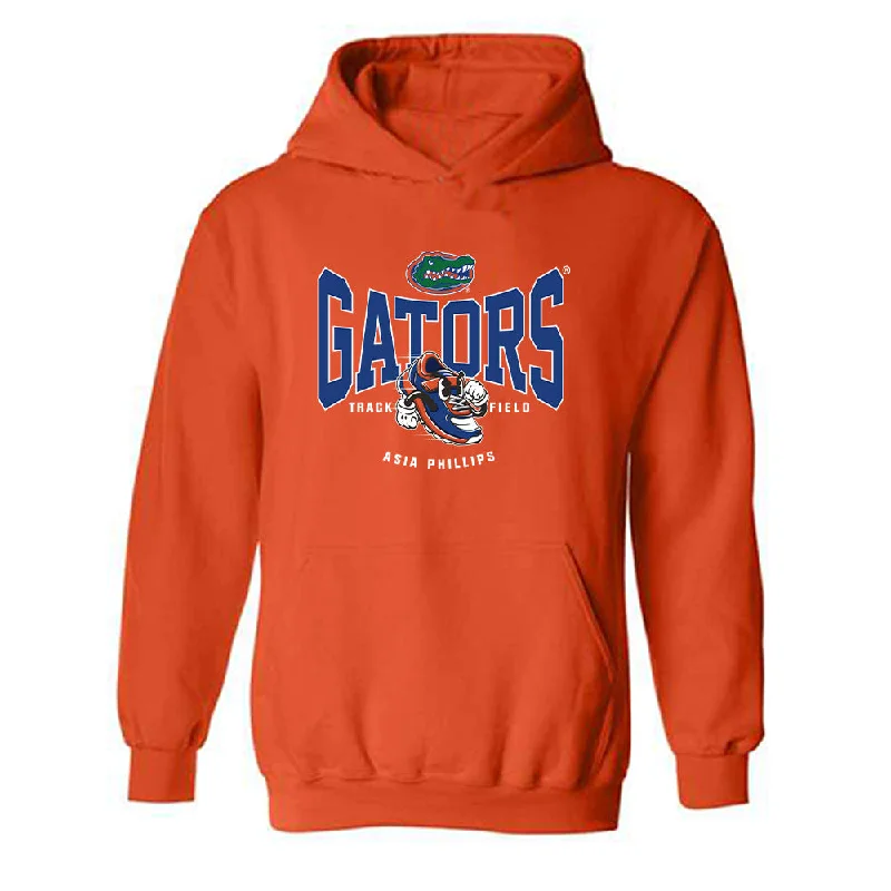 Florida - NCAA Women's Track & Field : Asia Phillips - Fashion Shersey Hooded Sweatshirt Hoodie with Velcro Closure Adjustable Secure Florida - NCAA Women's Track & Field : Asia Phillips - Fashion Shersey Hooded Sweatshirt Hoodie with Velcro Closure Adjustable Secure