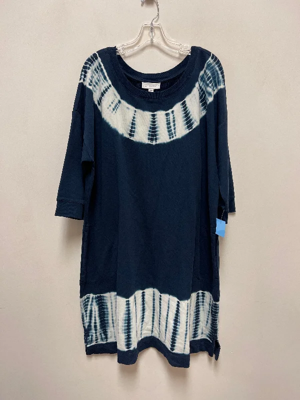 Dress Casual Midi By Pure Jill In Blue & White, Size: 2x Bodycon Club Sequined