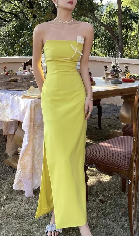Green Strapless Elegant Formal Party Dress with Slit,DP1956 Tunics Wedding white
