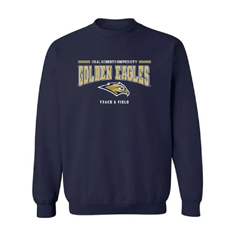 Oral Roberts - NCAA Women's Track & Field : Raeann Charo - Classic Shersey Crewneck Sweatshirt Hoodie with Patch Decorative Personalized Oral Roberts - NCAA Women's Track & Field : Raeann Charo - Classic Shersey Crewneck Sweatshirt Hoodie with Patch Decorative Personalized