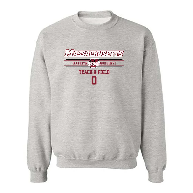 UMass - NCAA Women's Track & Field : katelyn Gorgenyi - Classic Fashion Shersey Crewneck Sweatshirt Hoodie with Double Zipper Versatile Adjustable UMass - NCAA Women's Track & Field : katelyn Gorgenyi - Classic Fashion Shersey Crewneck Sweatshirt Hoodie with Double Zipper Versatile Adjustable