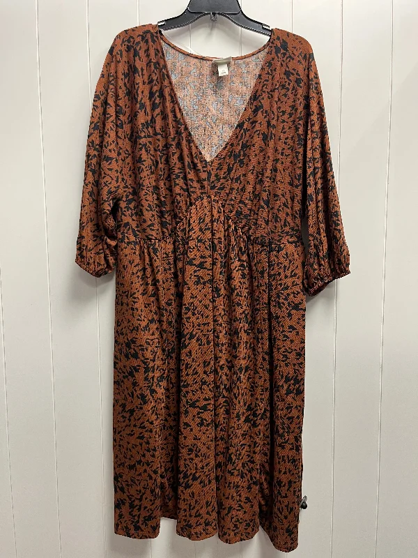 Dress Casual Short By Ava & Viv In Black & Brown, Size: 2x Tunics Yoga stretchy