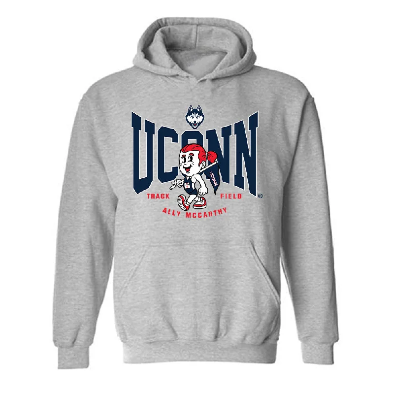 UConn - NCAA Women's Track & Field : Ally McCarthy - Fashion Shersey Hooded Sweatshirt Hoodie with Metallic Shiny Futuristic