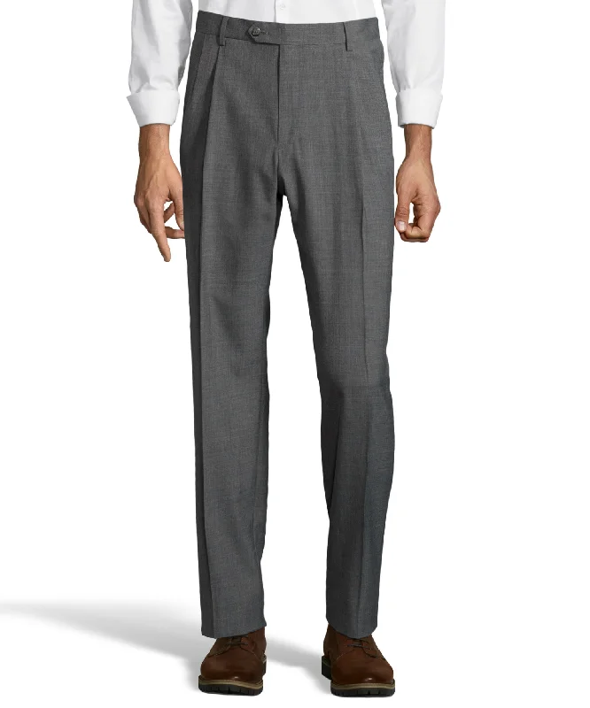 Palm Beach Wool/Poly Md Grey Pleated Expander Pant Cozy Lounge Pants