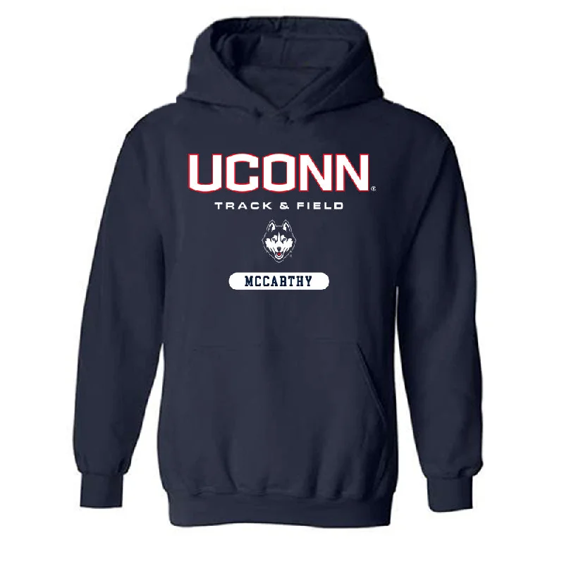 UConn - NCAA Women's Track & Field : Ally McCarthy - Classic Shersey Hooded Sweatshirt Hoodie with Stripes Bold Sporty
