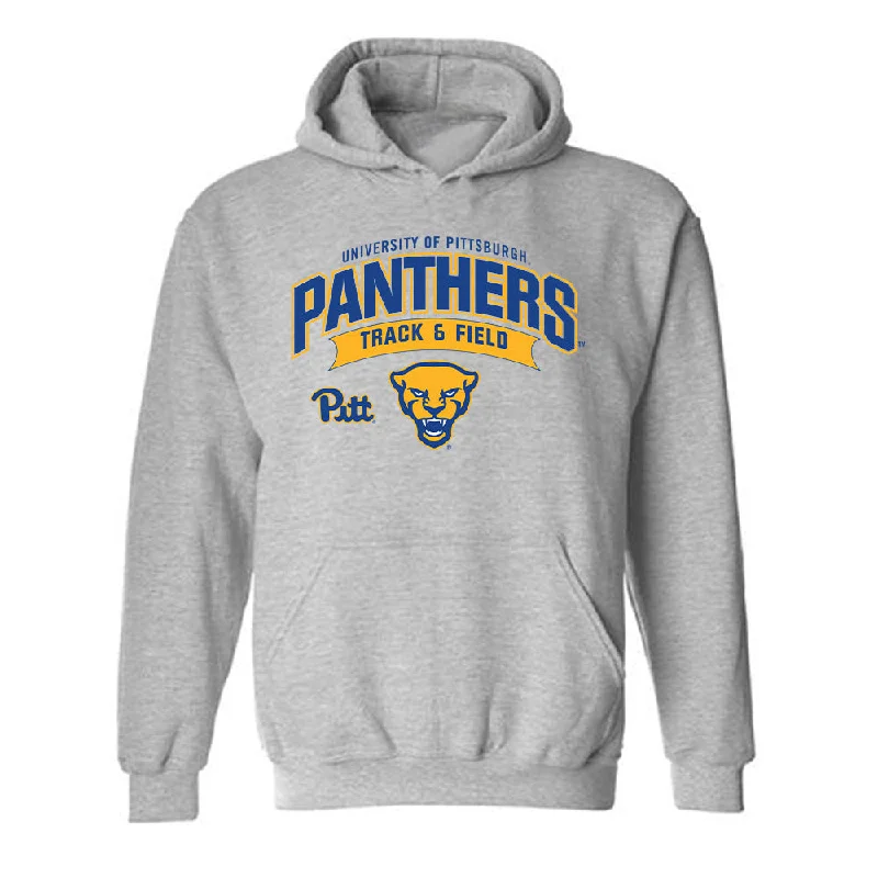 Pittsburgh - NCAA Women's Track & Field : Hailey Kravetz - Classic Fashion Shersey Hooded Sweatshirt Hoodie with Hem Frayed Vintage Worn Pittsburgh - NCAA Women's Track & Field : Hailey Kravetz - Classic Fashion Shersey Hooded Sweatshirt Hoodie with Hem Frayed Vintage Worn