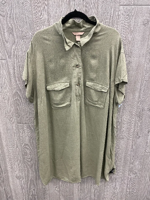 Dress Casual Short By H&m In Green, Size: 3x Tunics Fashionable chic