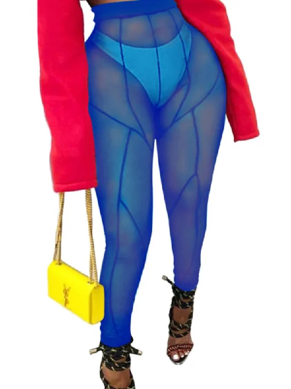 Mesh High Waist Skinny Pants Casual Lounge Pants