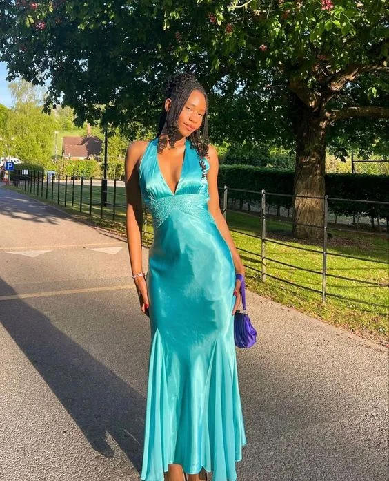 Turquoise V Neck Black Girl Party Dress Wedding Guest Dress,DP1803 Halter Neckline Beach Turquoise V Neck Black Girl Party Dress Wedding Guest Dress,DP1803 Halter Neckline Beach
