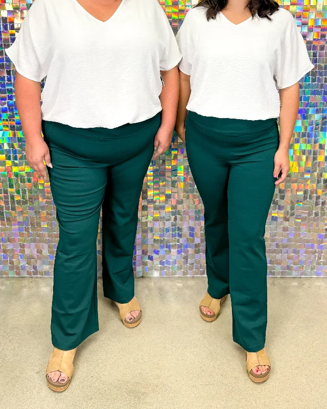 Magic Straight Pants - Hunter Green Fashionable Button-Up Pants