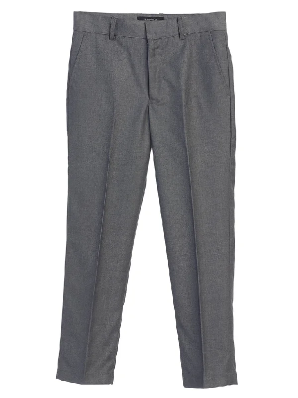 Boys Formal Flat Front Dress Pants With Adjustable Waist - Charcoal High-Waist Trousers Boys Formal Flat Front Dress Pants With Adjustable Waist - Charcoal High-Waist Trousers