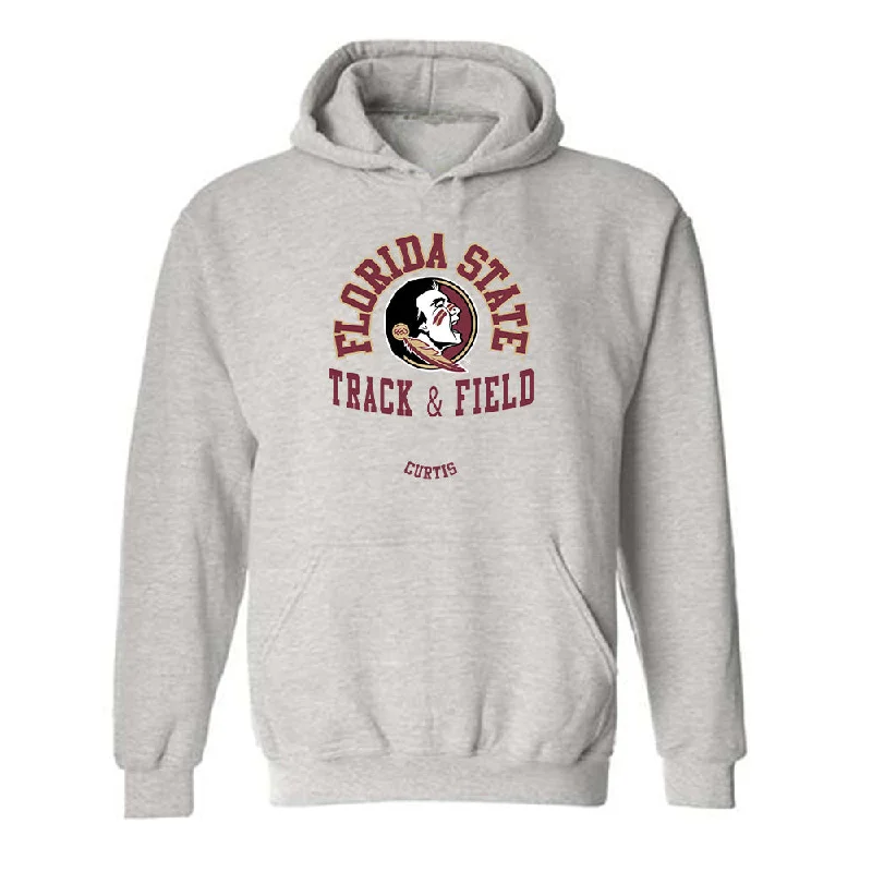 FSU - NCAA Women's Track & Field : Zee Curtis - Classic Fashion Shersey Hooded Sweatshirt Hoodie with Metallic Shiny Futuristic FSU - NCAA Women's Track & Field : Zee Curtis - Classic Fashion Shersey Hooded Sweatshirt Hoodie with Metallic Shiny Futuristic
