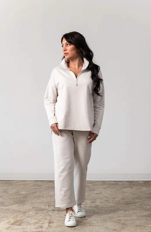 The Quarter Zip + Pant Travel Set - Stone Stylish Harem Pants