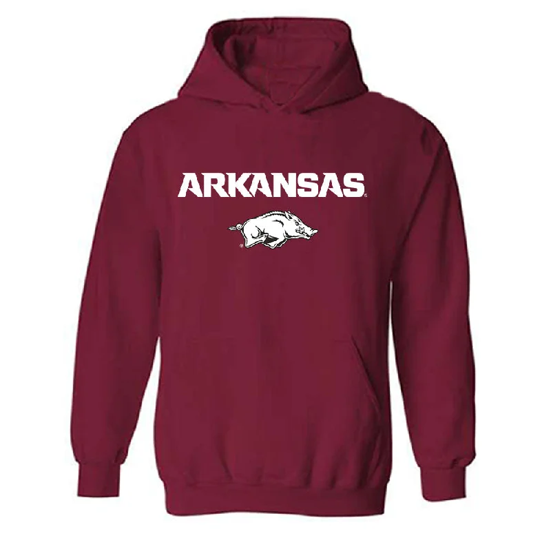 Arkansas - NCAA Women's Track & Field : Rae-Anne Serville - Classic Shersey Hooded Sweatshirt Hoodie with Stripes Bold Sporty Arkansas - NCAA Women's Track & Field : Rae-Anne Serville - Classic Shersey Hooded Sweatshirt Hoodie with Stripes Bold Sporty