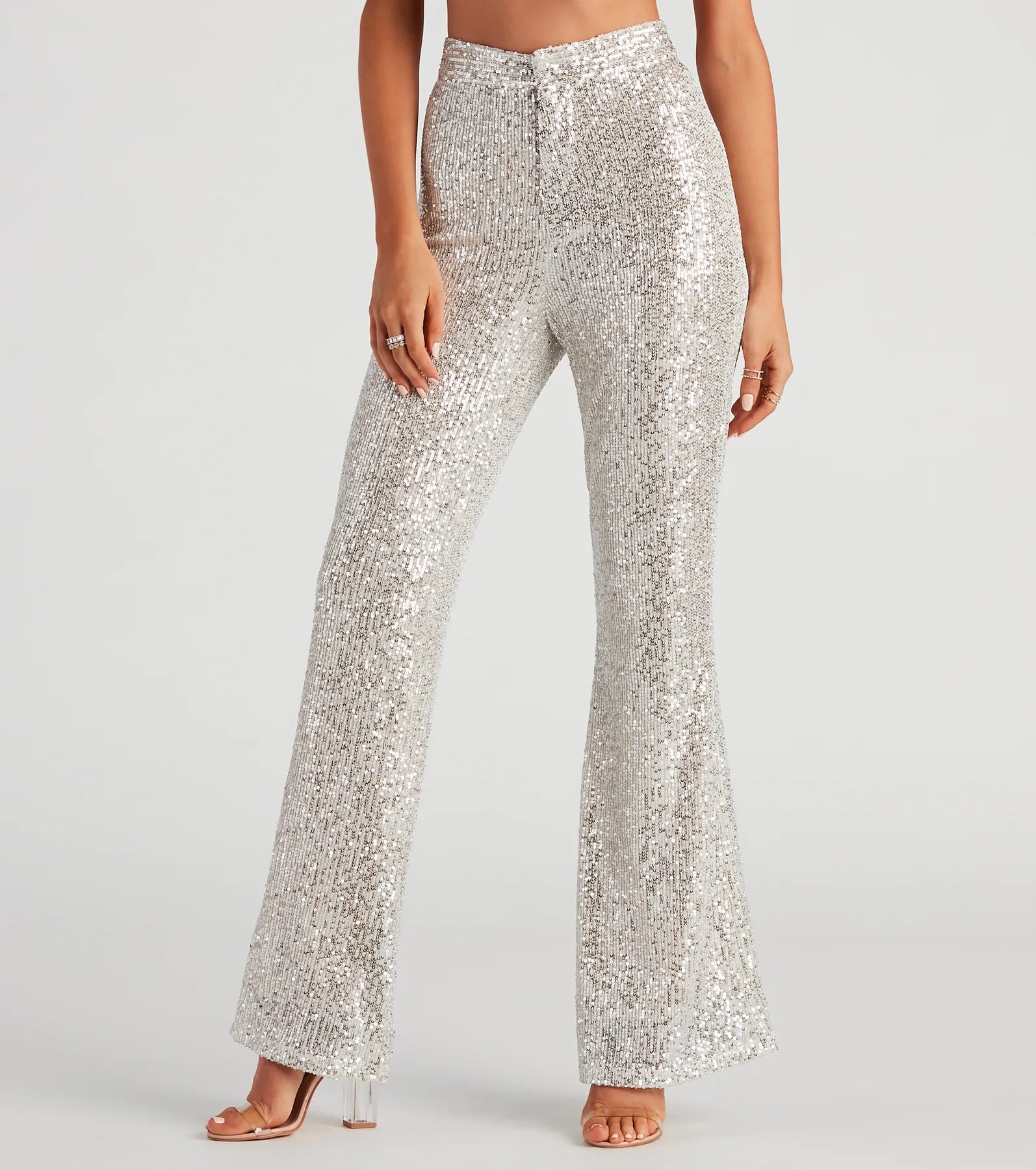 Sparkle Show Sequin Flare Pants Relaxed Lounge Trousers