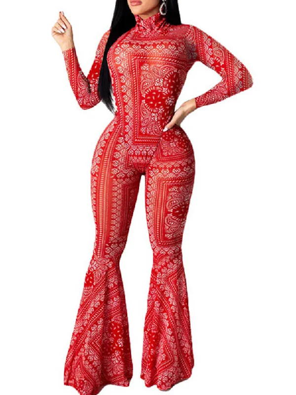 Two Piece Mesh Long Sleeve Top & Long Pants Outfits Fashionable Button-Up Pants