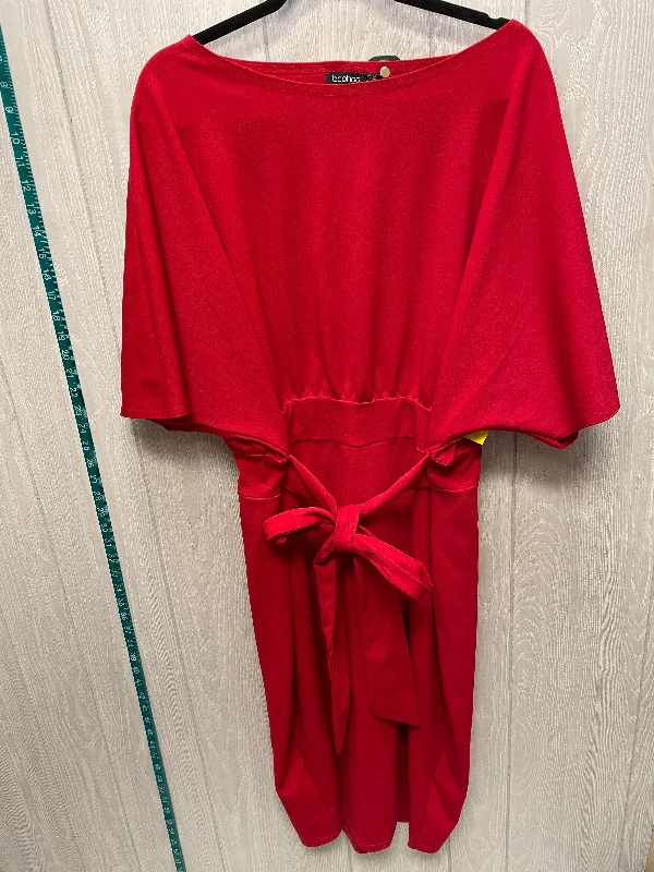 Dress Party Midi By Boohoo Boutique In Red, Size: 1x Tunics Cozy soft