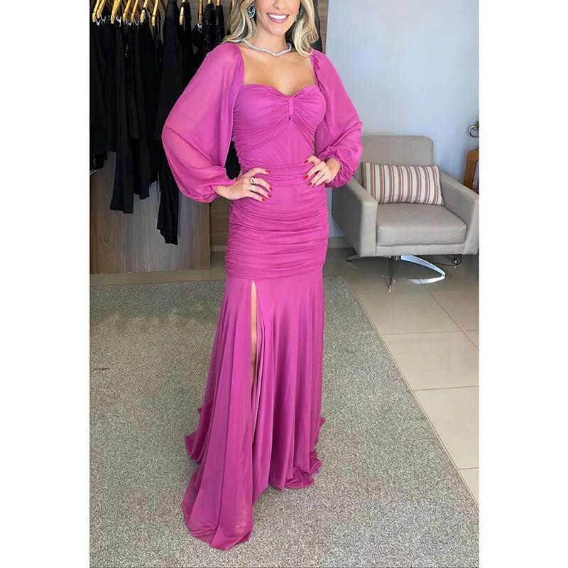 Purple Sweetheart Chiffon Long Party Dress Wedding Guest Dress, DP2124 Tunics Practical easy-care Purple Sweetheart Chiffon Long Party Dress Wedding Guest Dress, DP2124 Tunics Practical easy-care