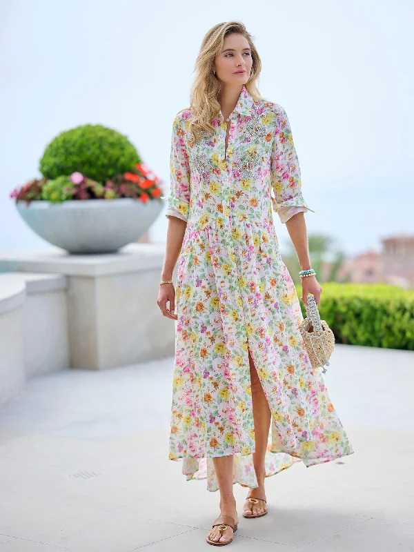 Licia Flower Embroidered Dress Tunics Ceremony elegant