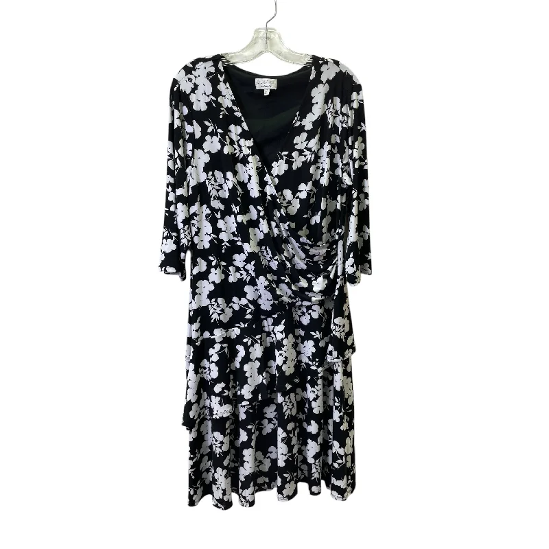 Dress Casual Short By Robbie Bee In Black & White, Size:1X Tunics Mesh breathable