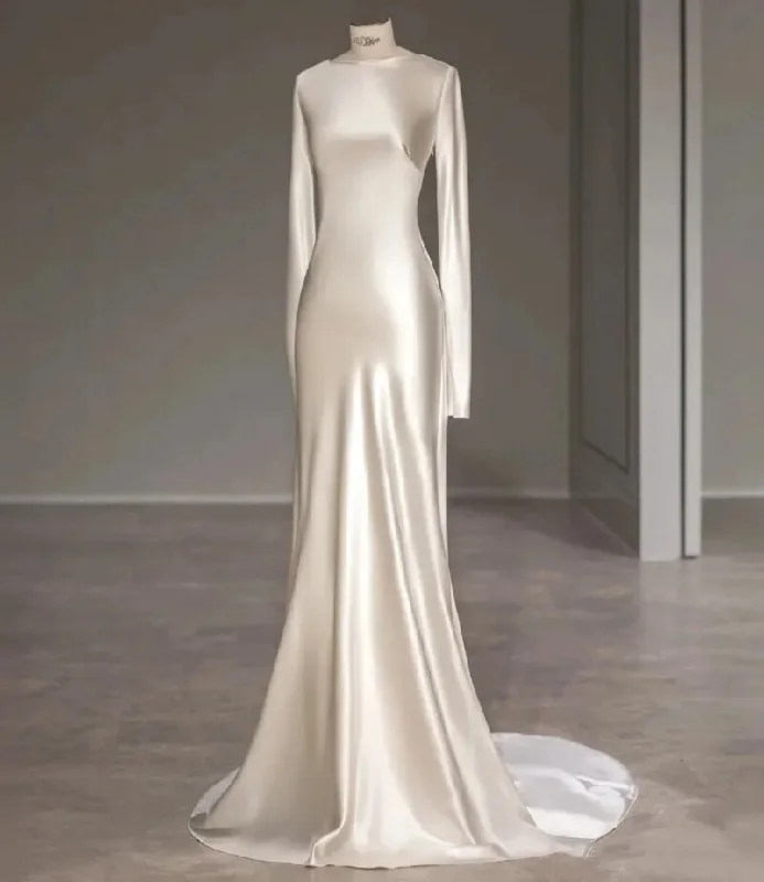 Elegant Ivory Long Sleeves Backless Formal Party Dress,DP1496 Tunics Modern contemporary