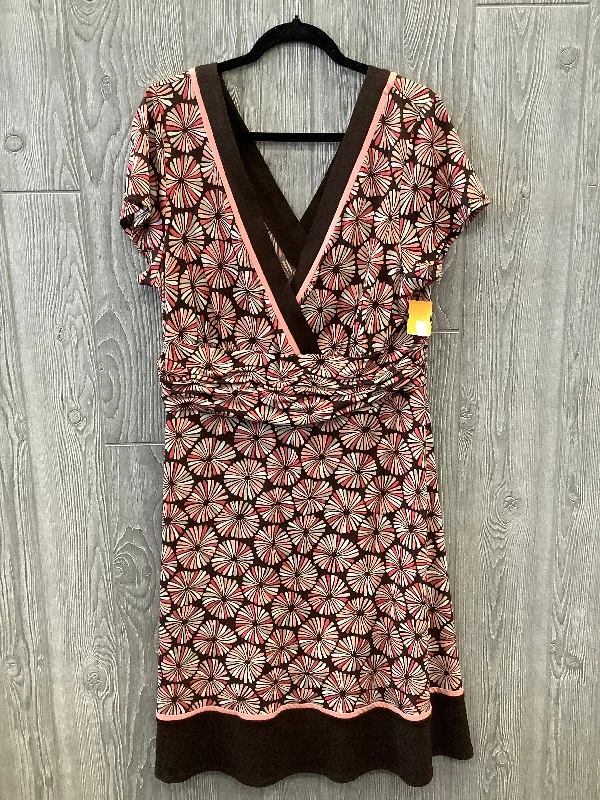 Dress Casual Midi By Studio 1 In Brown & Pink, Size: 1x Tunics Canvas sturdy