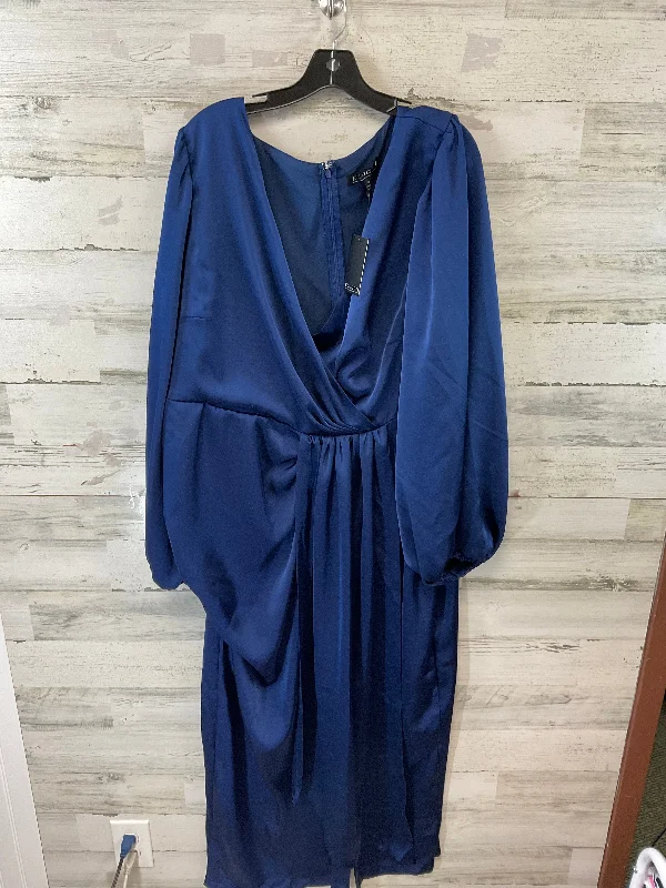 Dress Party Midi By Eloquii In Blue, Size: 3x Turtleneck Neckline Stylish