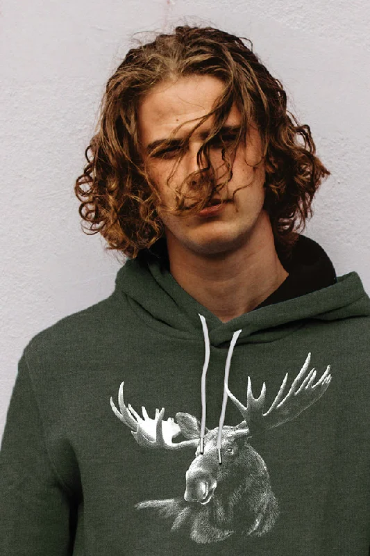 Moose Hoodie (Unisex) Zip Hoodie Drawstring Kangaroo Pocket