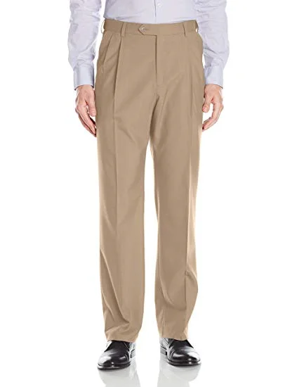 Palm Beach Wool/Poly Camel Pleated Expander Pant Stylish Paperbag Waist Pants