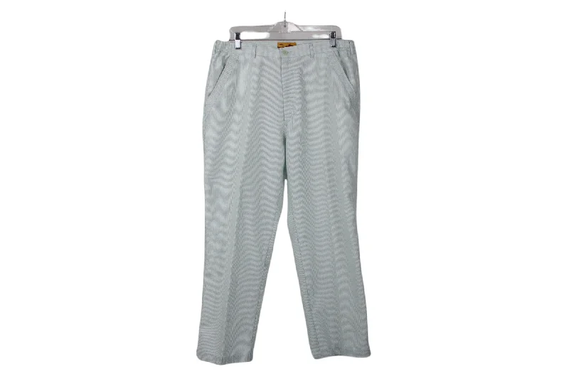 Haband's Gold Coast Blue Striped Crop Pants | 36X37 Stylish Paperbag Waist Pants