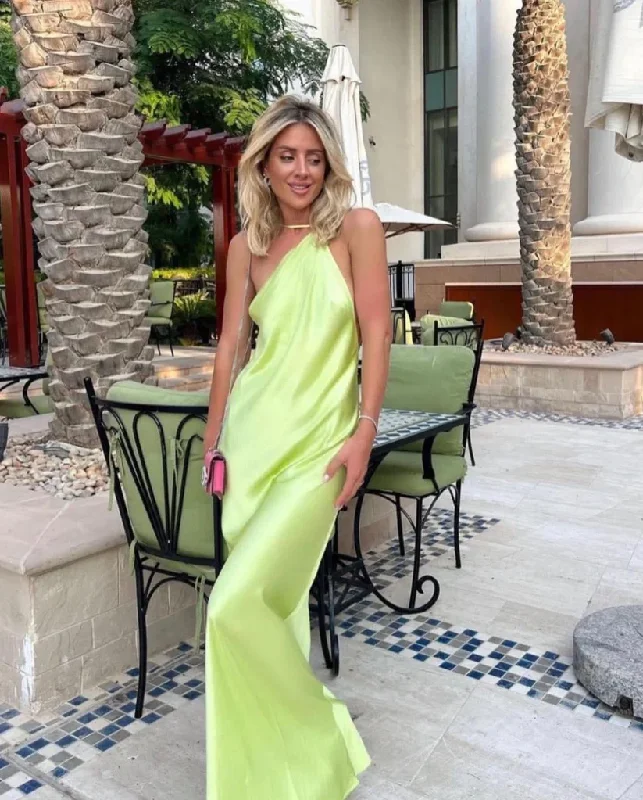 Sage Green Halter Backless Party Dress Simple Wedding Guest Dress,DP1299 Tunics Sophisticated sleek