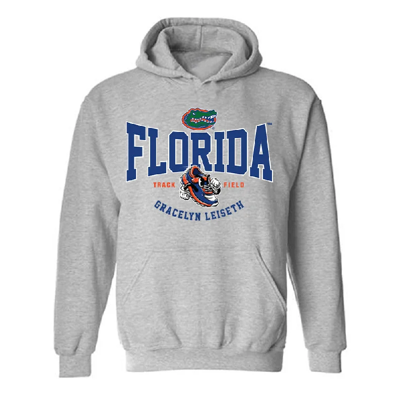 Florida - NCAA Women's Track & Field : Gracelyn Leiseth - Fashion Shersey Hooded Sweatshirt Hoodie with Hem Patch Decorative Personalized Florida - NCAA Women's Track & Field : Gracelyn Leiseth - Fashion Shersey Hooded Sweatshirt Hoodie with Hem Patch Decorative Personalized