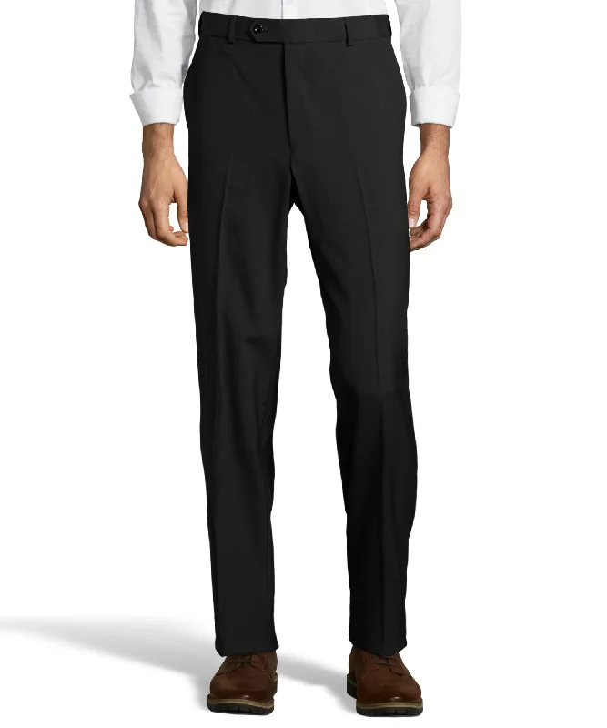 Palm Beach Wool/Poly Black Flat Front Expander Pant Formal Slim Pants