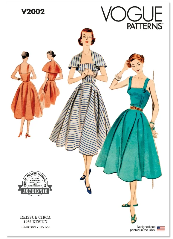 Vogue Sewing Pattern 2002 Vintage 1950's Dress and Capelet Tunics Formal black