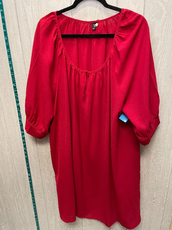 Dress Work By Shein In Red, Size: 4x Square Neckline Feminine