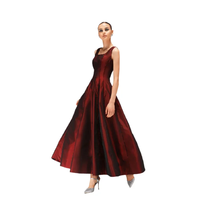 Velvety Couture Women's BELLE Maroon Oka Dress Tunics Summer linen