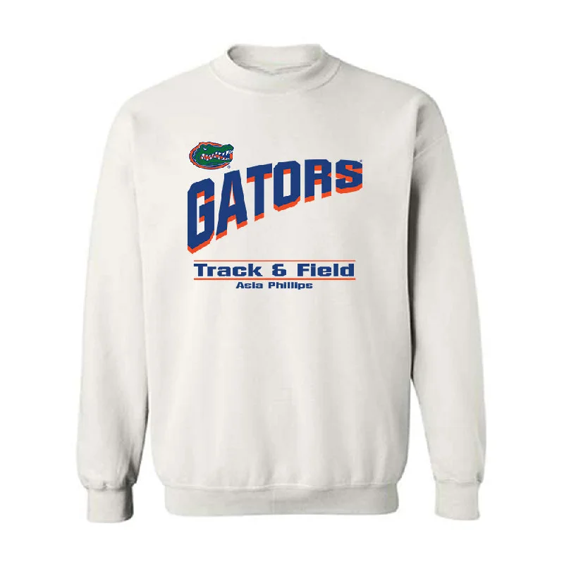 Florida - NCAA Women's Track & Field : Asia Phillips - Classic Shersey Crewneck Sweatshirt Hoodie with Tied Waist Feminine Flattering Florida - NCAA Women's Track & Field : Asia Phillips - Classic Shersey Crewneck Sweatshirt Hoodie with Tied Waist Feminine Flattering