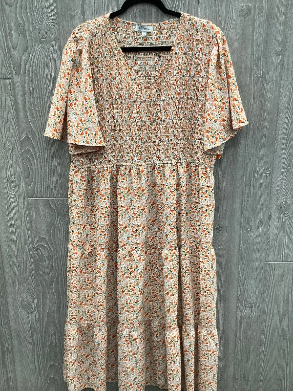 Dress Casual Midi By Polygram In Floral Print, Size: 3x Tunics Modern contemporary
