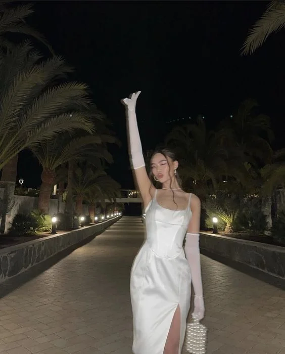 White Straps Long Prom Dress Evening Party Dress with Slit,DP1639 Tunics Occasion special