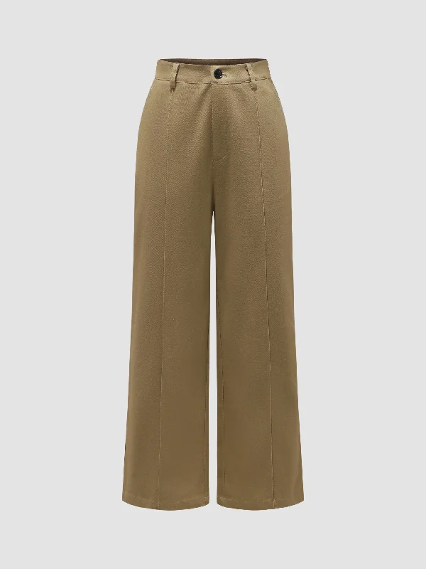 Women's High Waisted Wide Leg Twill Pants Trendy Wide-Legged Trousers